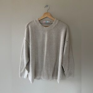 Free People Beach Cali Crew Sweater Waffle Knit Open Tie Back Oversized S